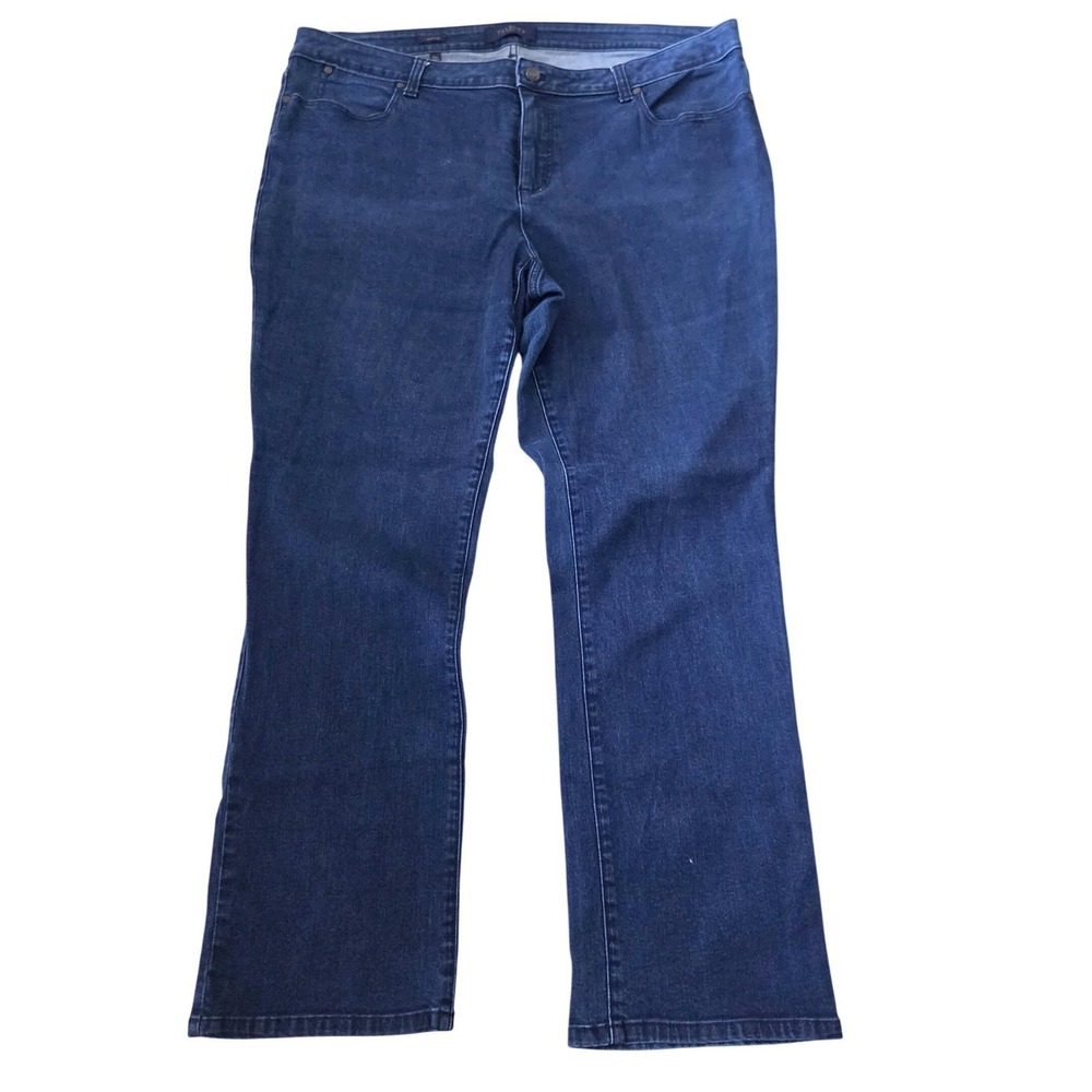 Talbots Woman Heritage Straight Leg Jeans Dark Wash Blue Size 18W Stretch Denim